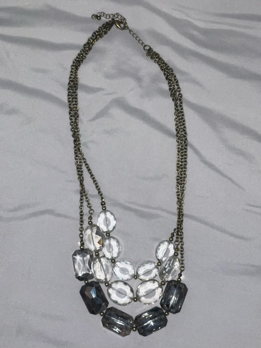 Lane Bryant Clear and Gold Multi-Strand Crystal Necklace